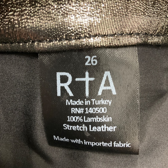 RTA GOLD METALLIC LAMBSKIN STRETCH LEATHER SKINNY PANTS - Picture 5 of 8